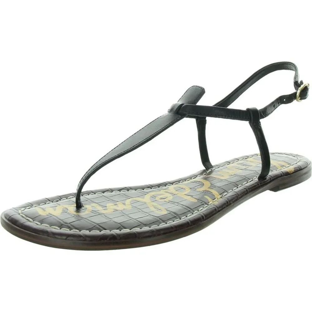 Sam Edelman Womens Gigi Black Patent Thong Sandals Shoes NWT